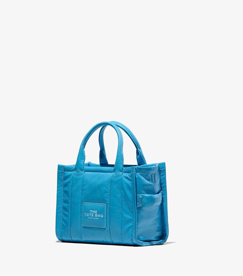 Women's Marc Jacobs Shiny Crinkle Mini Tote Bags Blue | UAE-596314