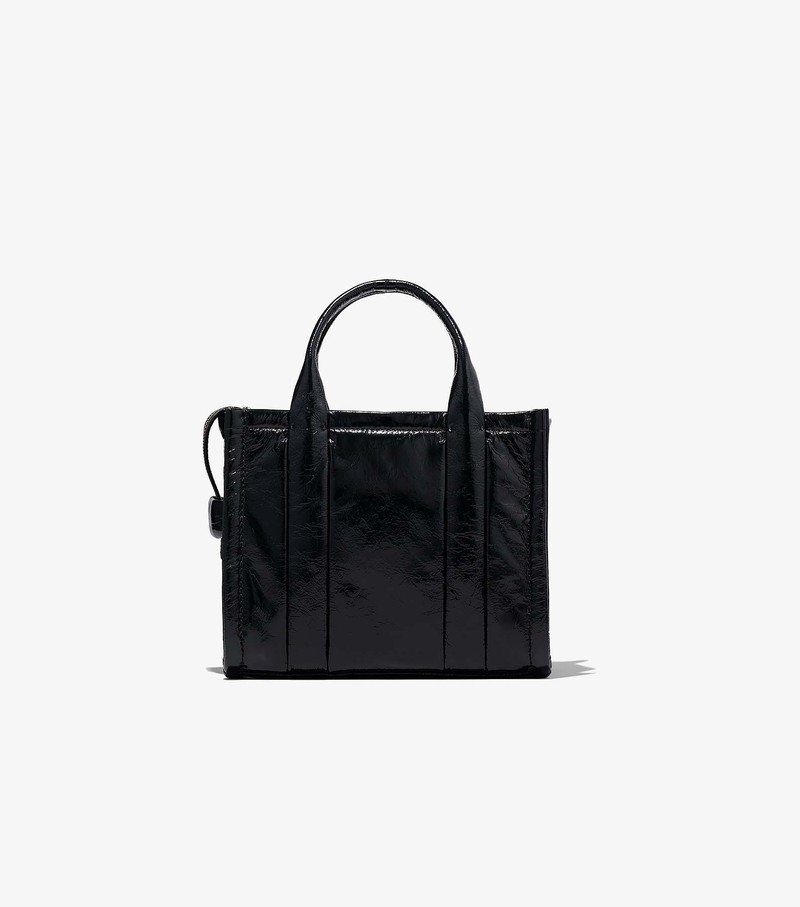 Women's Marc Jacobs Shiny Crinkle Mini Tote Bags Black | UAE-813956