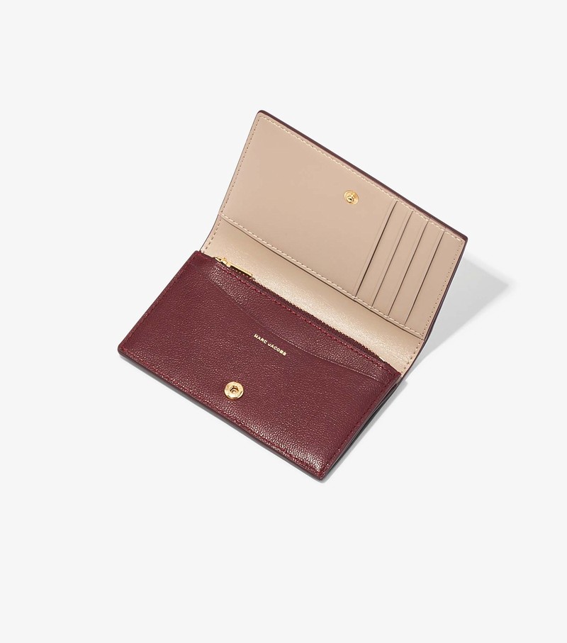 Women's Marc Jacobs Slim 84 Bifold Small Wallets Burgundy | UAE-145298