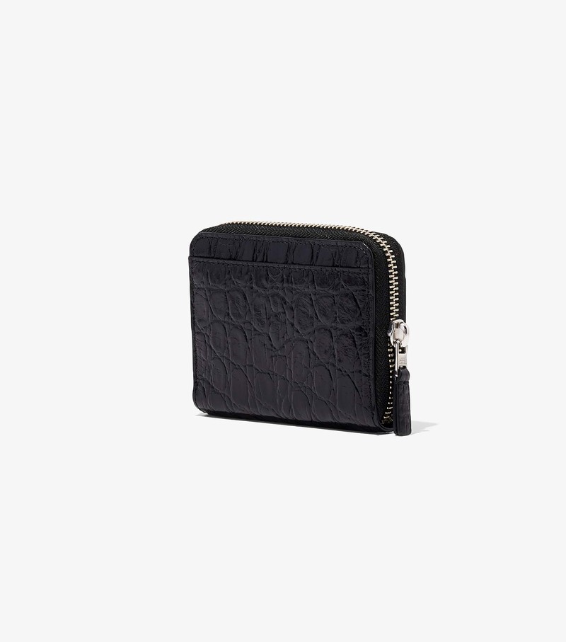 Women's Marc Jacobs Slim 84 Croc-Embossed Zip Around Small Wallets Black | UAE-064523