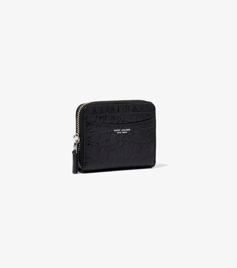 Women's Marc Jacobs Slim 84 Croc-Embossed Zip Around Small Wallets Black | UAE-064523