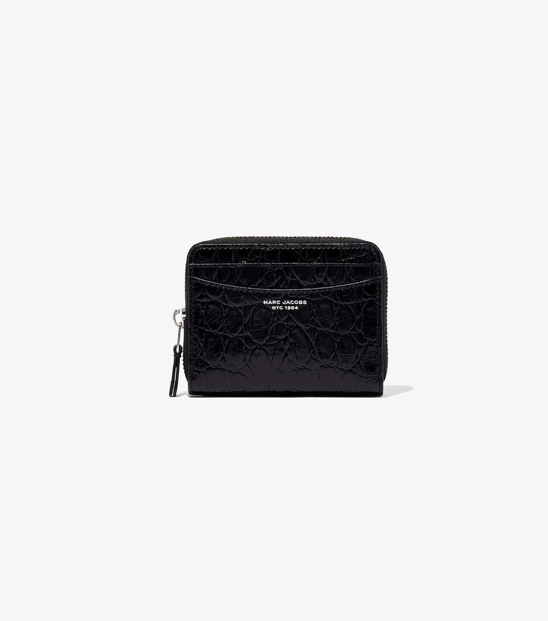 Women\'s Marc Jacobs Slim 84 Croc-Embossed Zip Around Small Wallets Black | UAE-064523