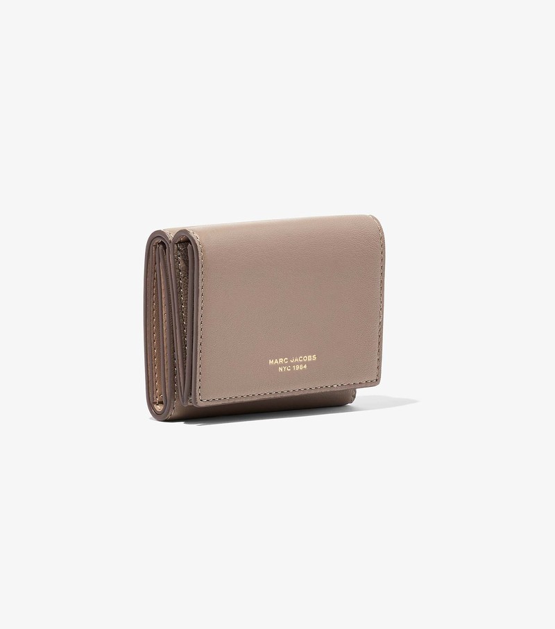 Women's Marc Jacobs Slim 84 Medium Trifold Large Wallets Beige | UAE-043587