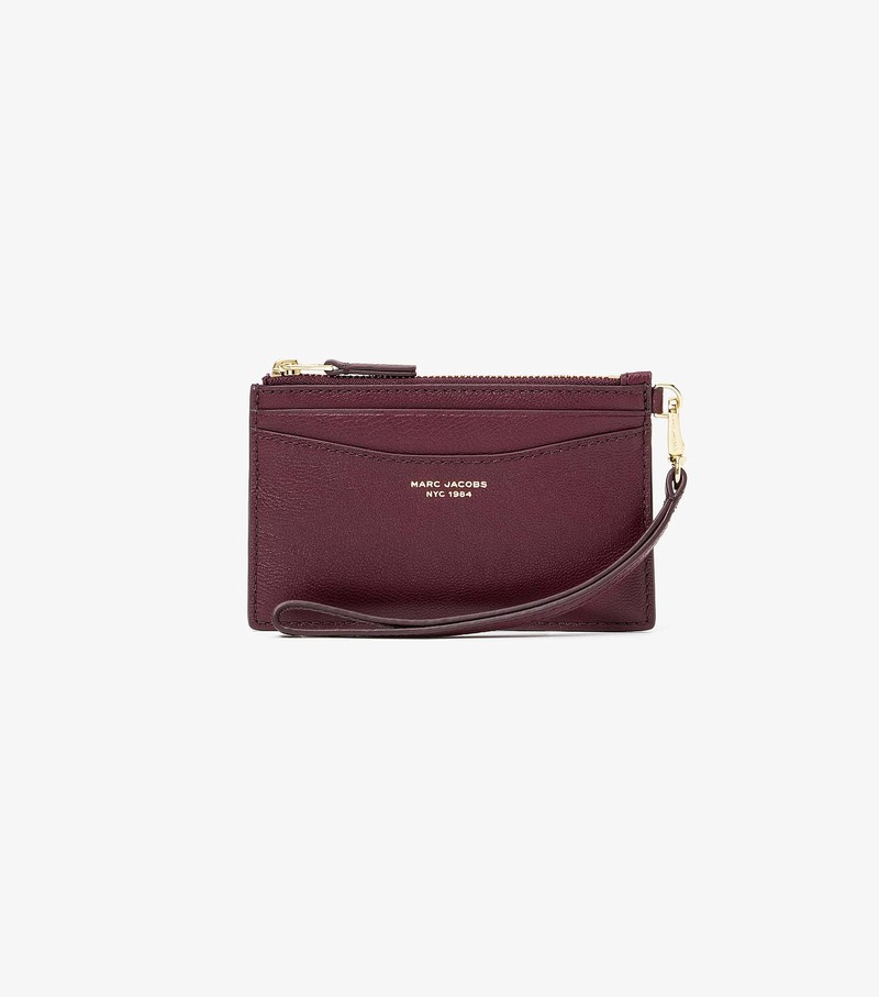 Women\'s Marc Jacobs Slim 84 Top Zip Wristlet Small Wallets Burgundy | UAE-327480