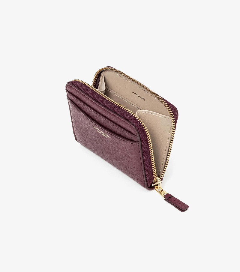 Women's Marc Jacobs Slim 84 Zip Around Small Wallets Burgundy | UAE-173420