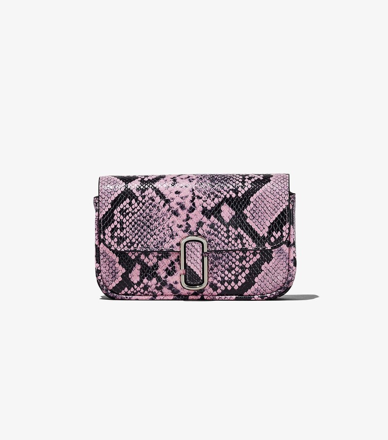 Women's Marc Jacobs Snake-Embossed J Marc Mini Crossbody Bags Purple / Black | UAE-290473