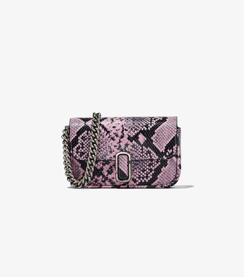 Women\'s Marc Jacobs Snake-Embossed J Marc Mini Crossbody Bags Purple / Black | UAE-290473