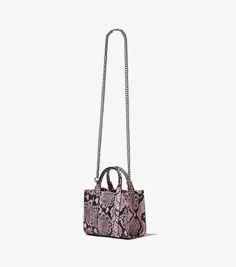 Women's Marc Jacobs Snake-Embossed Micro Crossbody Bags Pink / Black | UAE-204731