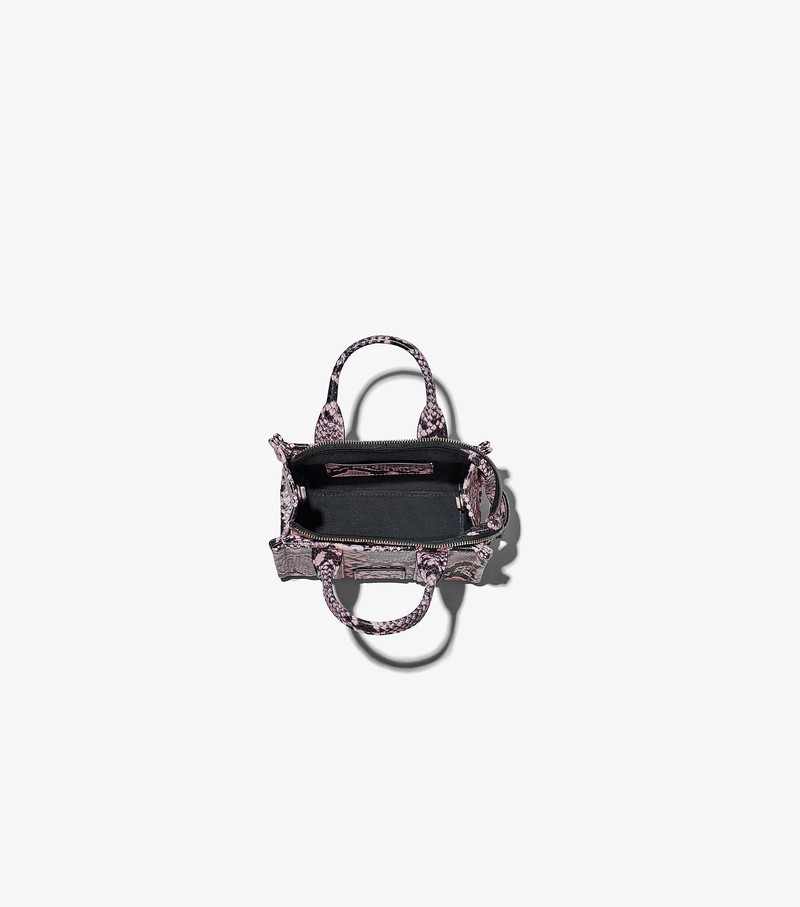 Women's Marc Jacobs Snake-Embossed Micro Crossbody Bags Pink / Black | UAE-204731