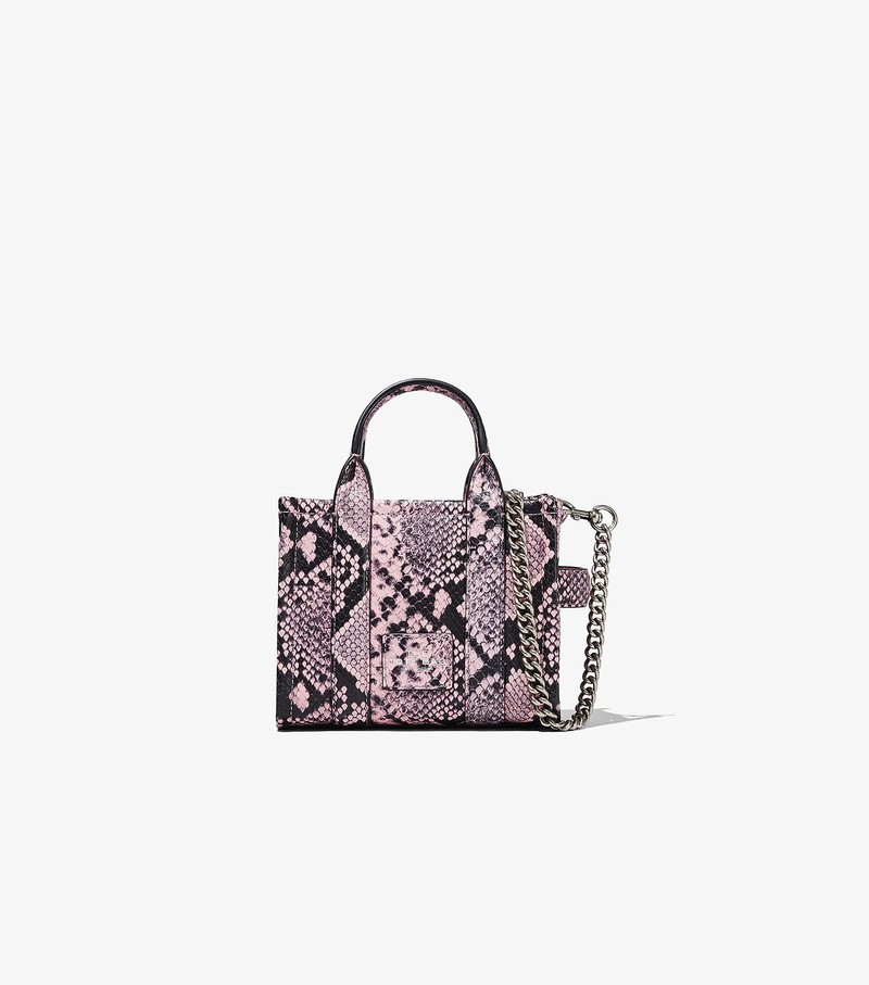 Women\'s Marc Jacobs Snake-Embossed Micro Crossbody Bags Pink / Black | UAE-204731