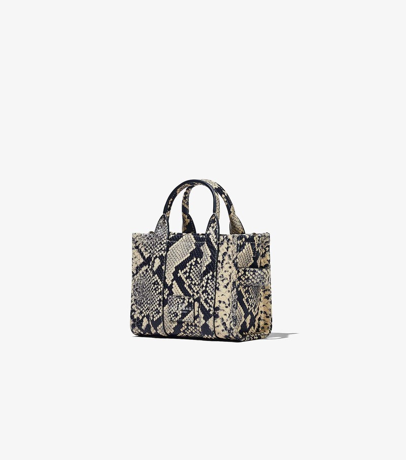 Women's Marc Jacobs Snake-Embossed Micro Tote Bags Black / White | UAE-361278