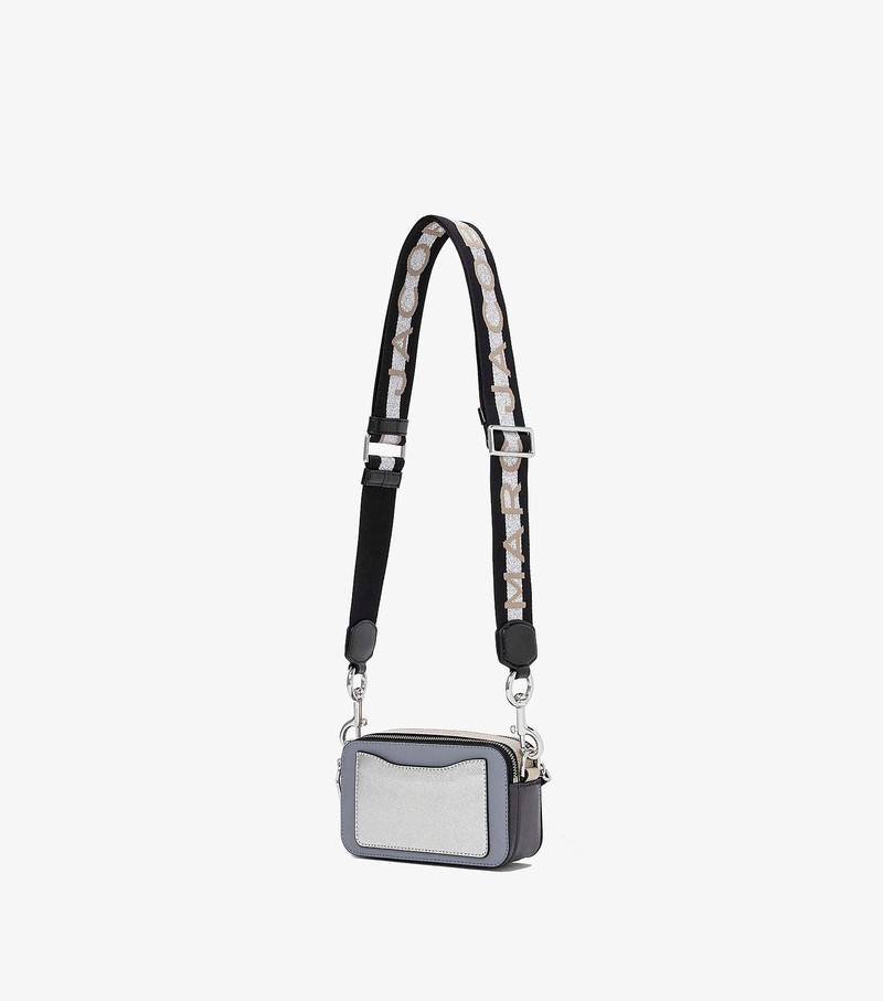 Marc Jacobs Snapshot Multicolor Leather Crossbody Bag In Grey