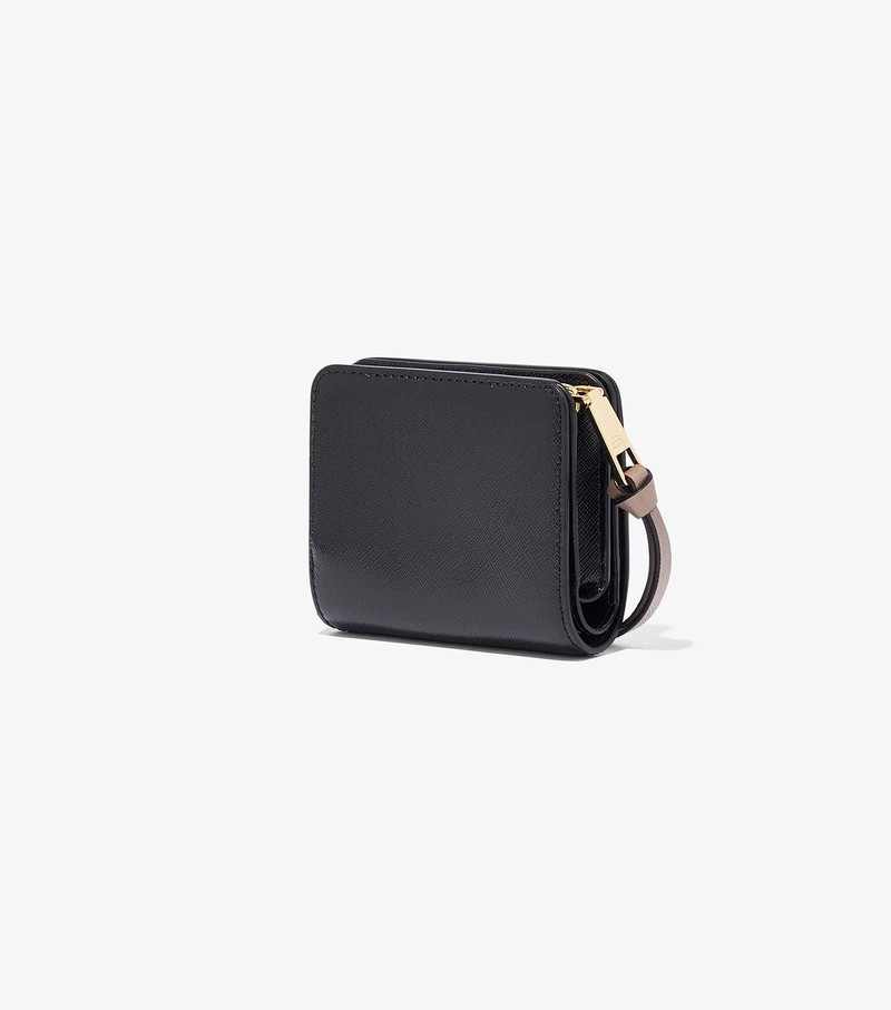 Women's Marc Jacobs Snapshot Mini Compact Small Wallets Black / White | UAE-940751