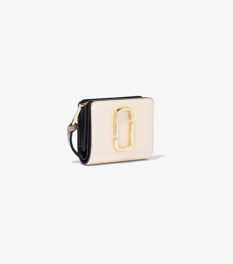 Women's Marc Jacobs Snapshot Mini Compact Small Wallets Black / White | UAE-940751