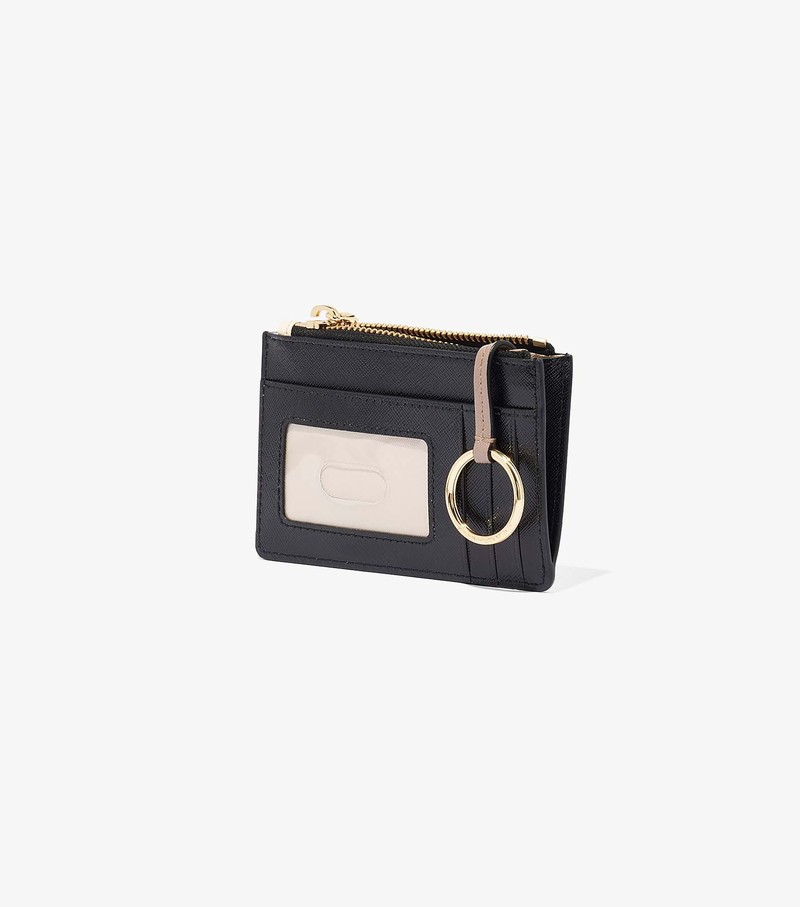 Women's Marc Jacobs Snapshot Top Zip Multi Small Wallets Black / White | UAE-257638