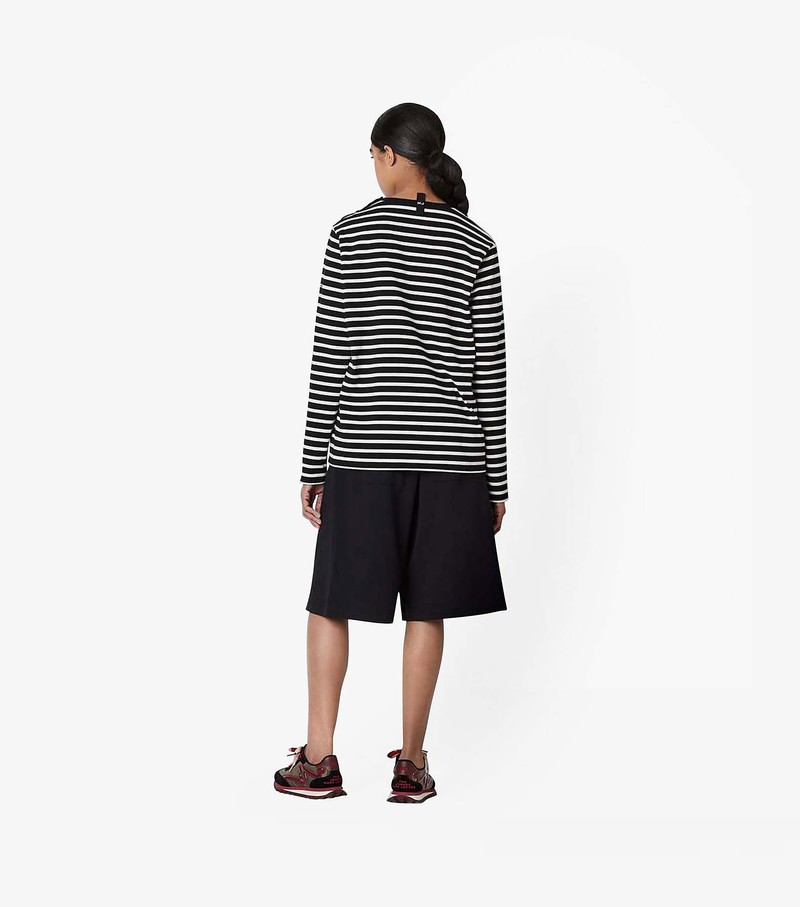 Women's Marc Jacobs Striped T Shirts Black / White | UAE-681945