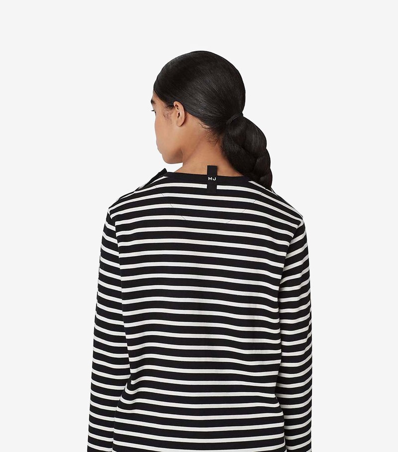 Women's Marc Jacobs Striped T Shirts Black / White | UAE-681945