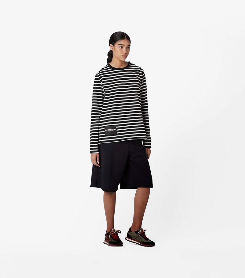 Women's Marc Jacobs Striped T Shirts Black / White | UAE-681945