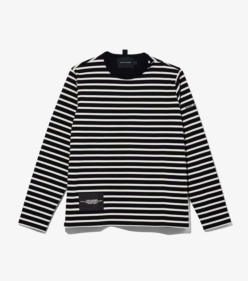 Women\'s Marc Jacobs Striped T Shirts Black / White | UAE-681945