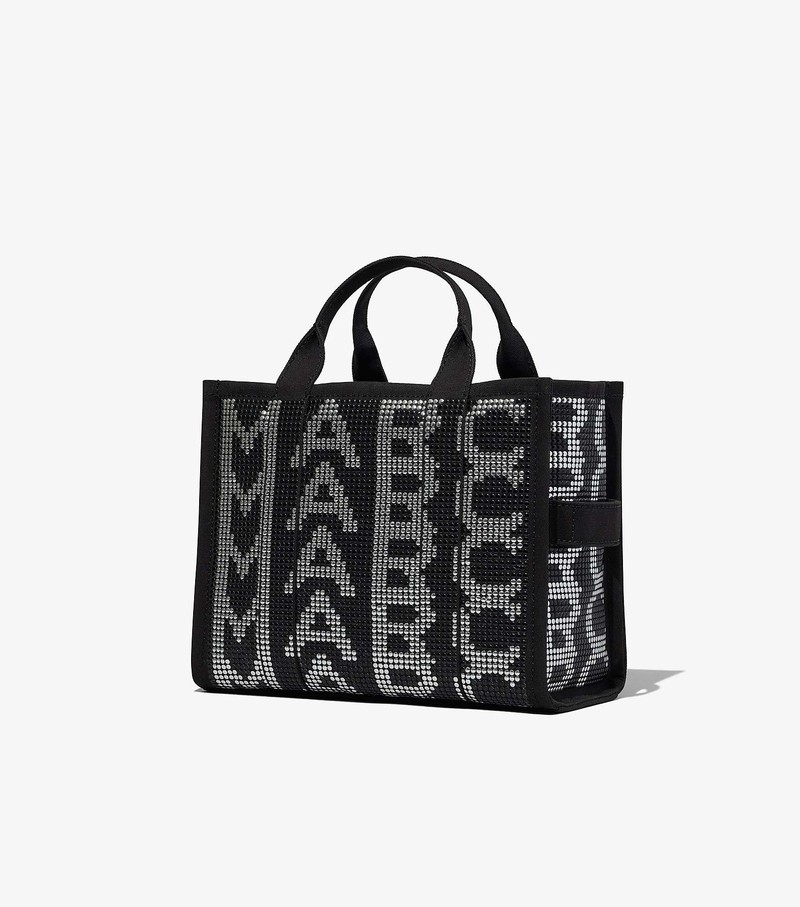 Women's Marc Jacobs Studded Monogram Medium Tote Bags Black / White | UAE-420978