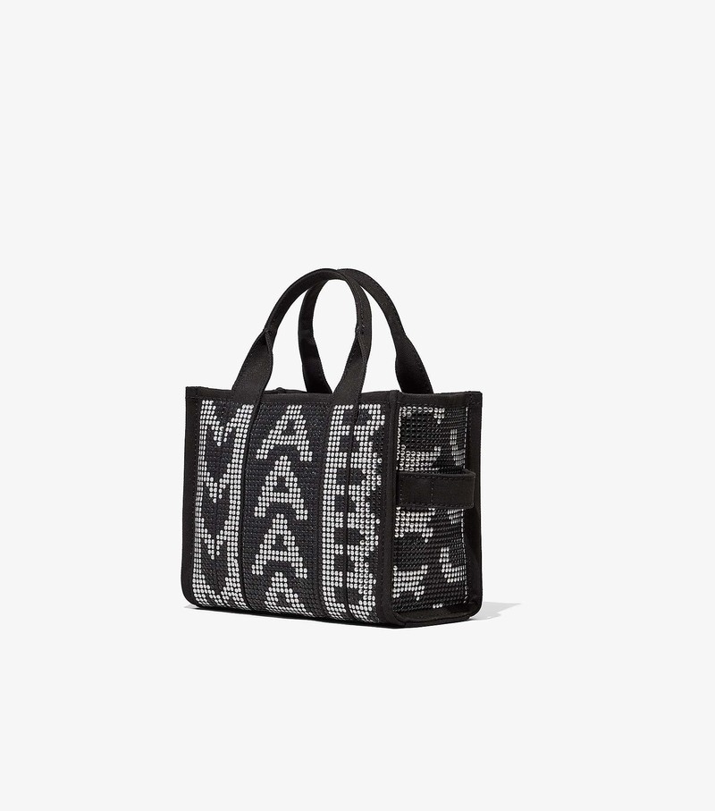 Women's Marc Jacobs Studded Monogram Mini Tote Bags Black / White | UAE-346085