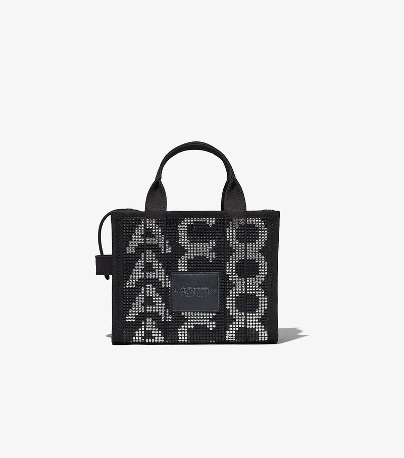 Women's Marc Jacobs Studded Monogram Mini Tote Bags Black / White | UAE-346085