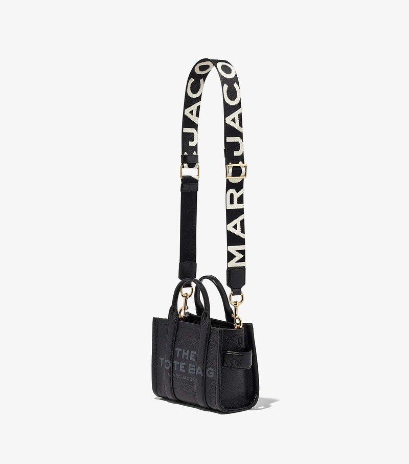 Women's Marc Jacobs Thin Logo Webbing Strap Bag Accessories Black / White | UAE-851630