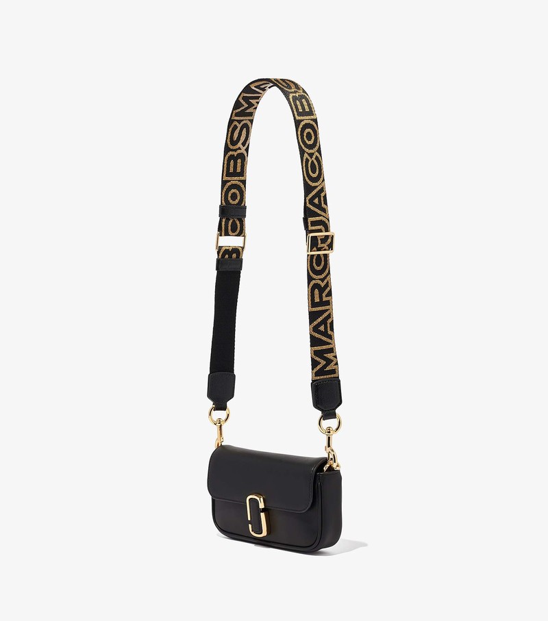 Women's Marc Jacobs Thin Outline Logo Webbing Strap Bag Accessories Black | UAE-486173