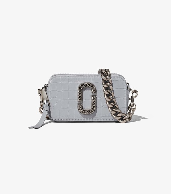 Women's Marc Jacobs Croc-Embossed Snapshot Crossbody Bags Grey | UAE-862510