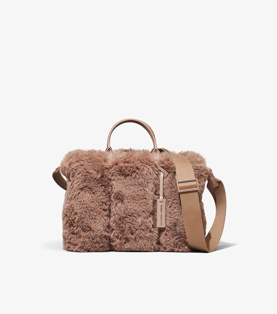 Women's Marc Jacobs Faux Fur Mini Tote Bags Coffee | UAE-984521