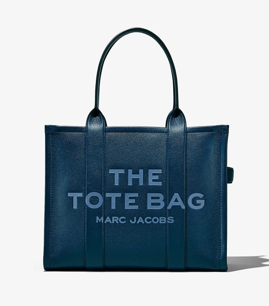 Women's Marc Jacobs Leather Large Tote Bags Navy | UAE-138045