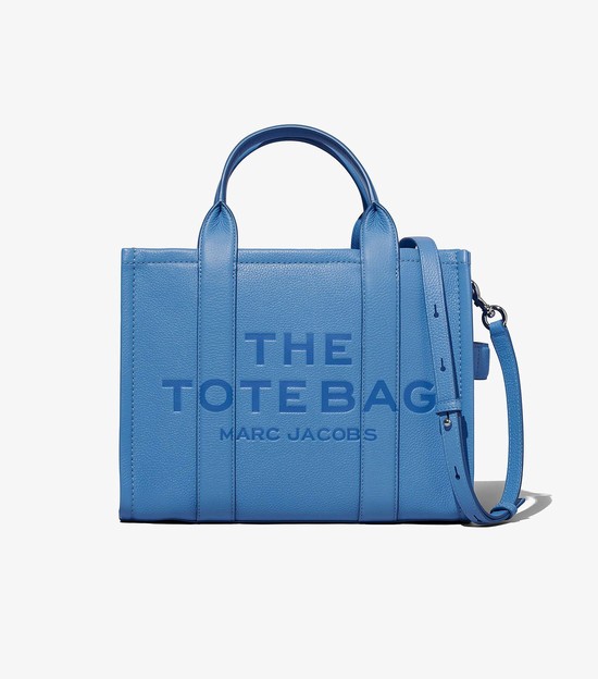 Women's Marc Jacobs Leather Medium Tote Bags Blue | UAE-067985