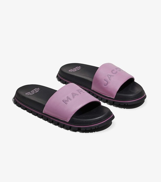 Women's Marc Jacobs Leather Sandals Purple / Black | UAE-024756