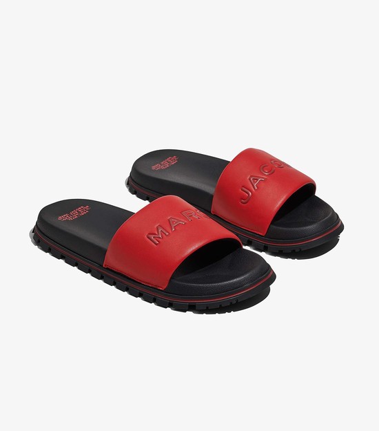 Women's Marc Jacobs Leather Sandals Red / Black | UAE-764915