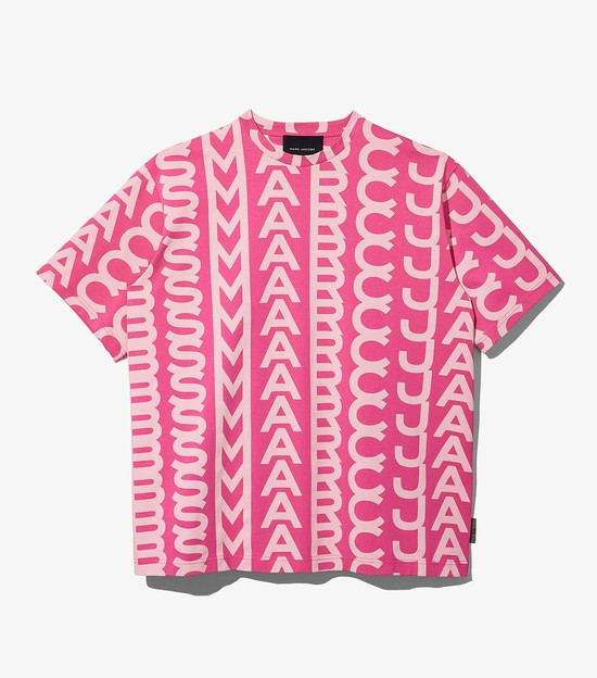 Women's Marc Jacobs Monogram Big T Shirts Pink / White | UAE-125367