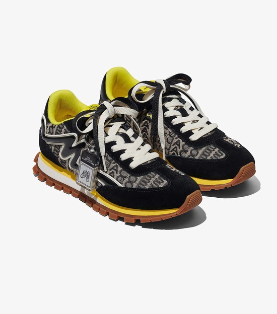 Women's Marc Jacobs Monogram Jogger Sneakers Black / Yellow | UAE-703624