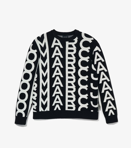 Women's Marc Jacobs Monogram Oversized Crewneck Sweater Black / White | UAE-821346