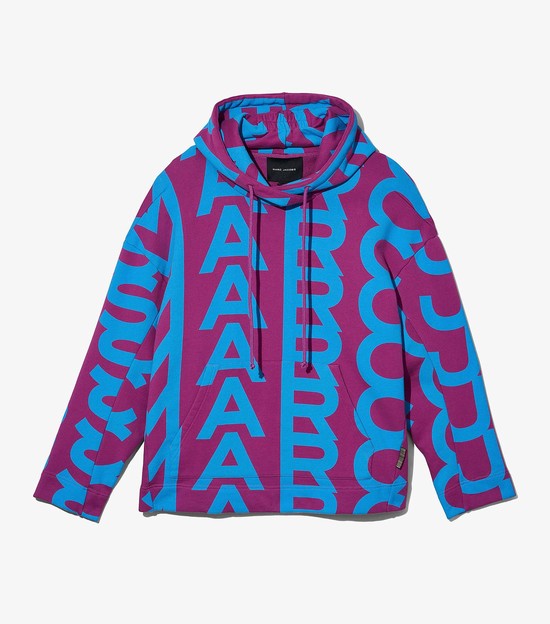 Women's Marc Jacobs Monogram Oversized Hoodie Purple / Blue | UAE-069318