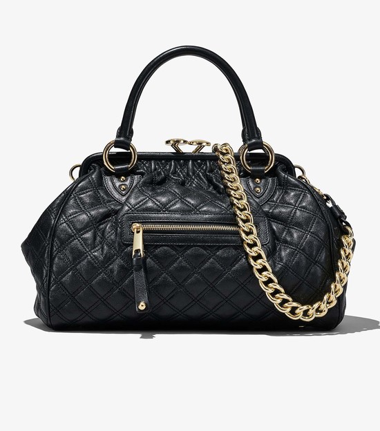 Women's Marc Jacobs Re-Edition Quilted Leather Stam Satchel Bags Black | UAE-612508