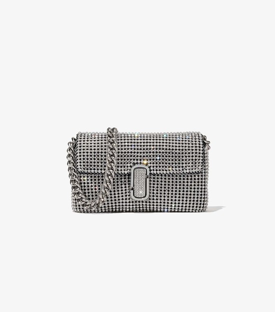 Women's Marc Jacobs Rhinestone J Marc Mini Crossbody Bags Grey | UAE-609314