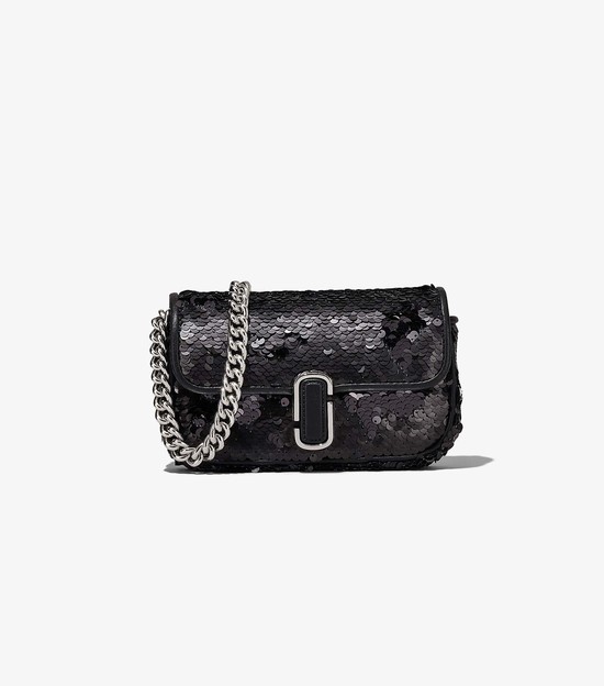 Women's Marc Jacobs Sequin J Marc Mini Crossbody Bags Black | UAE-031784