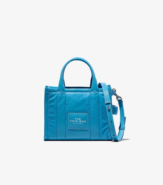 Women's Marc Jacobs Shiny Crinkle Mini Tote Bags Blue | UAE-596314