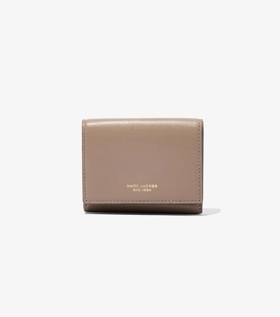 Women's Marc Jacobs Slim 84 Medium Trifold Large Wallets Beige | UAE-043587