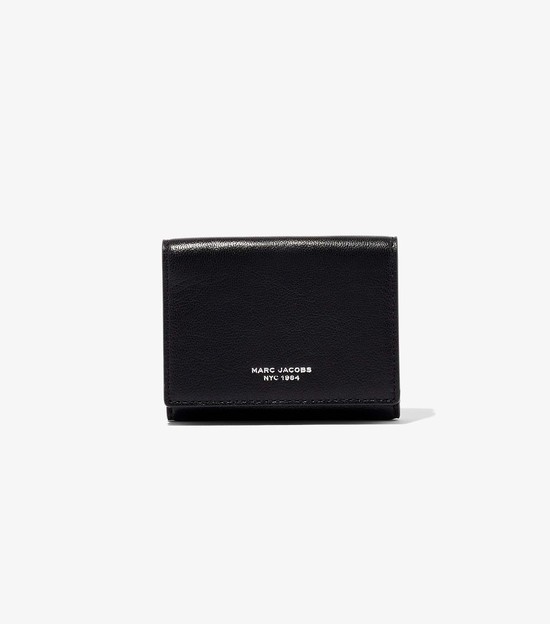 Women's Marc Jacobs Slim 84 Medium Trifold Large Wallets Black | UAE-874639