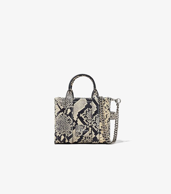 Women's Marc Jacobs Snake-Embossed Micro Tote Bags Black / White | UAE-361278