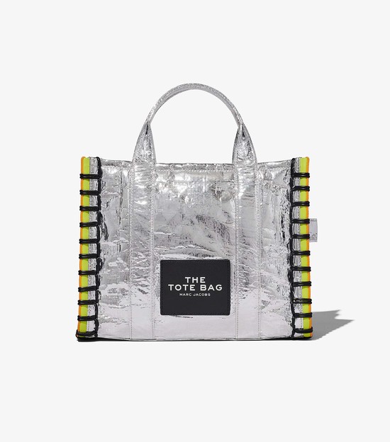 Women's Marc Jacobs Tarp Medium Tote Bags Silver | UAE-210387